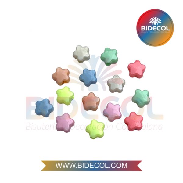 Estrellas en Acrilico Tipo Pasador 1.3cm Multicolor x 14und