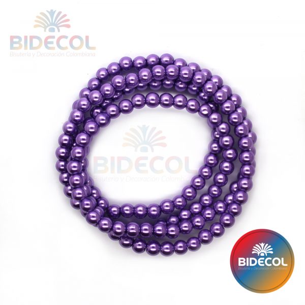 Perla De Vidrio Morado Oscuro #8 x 1 Sarta