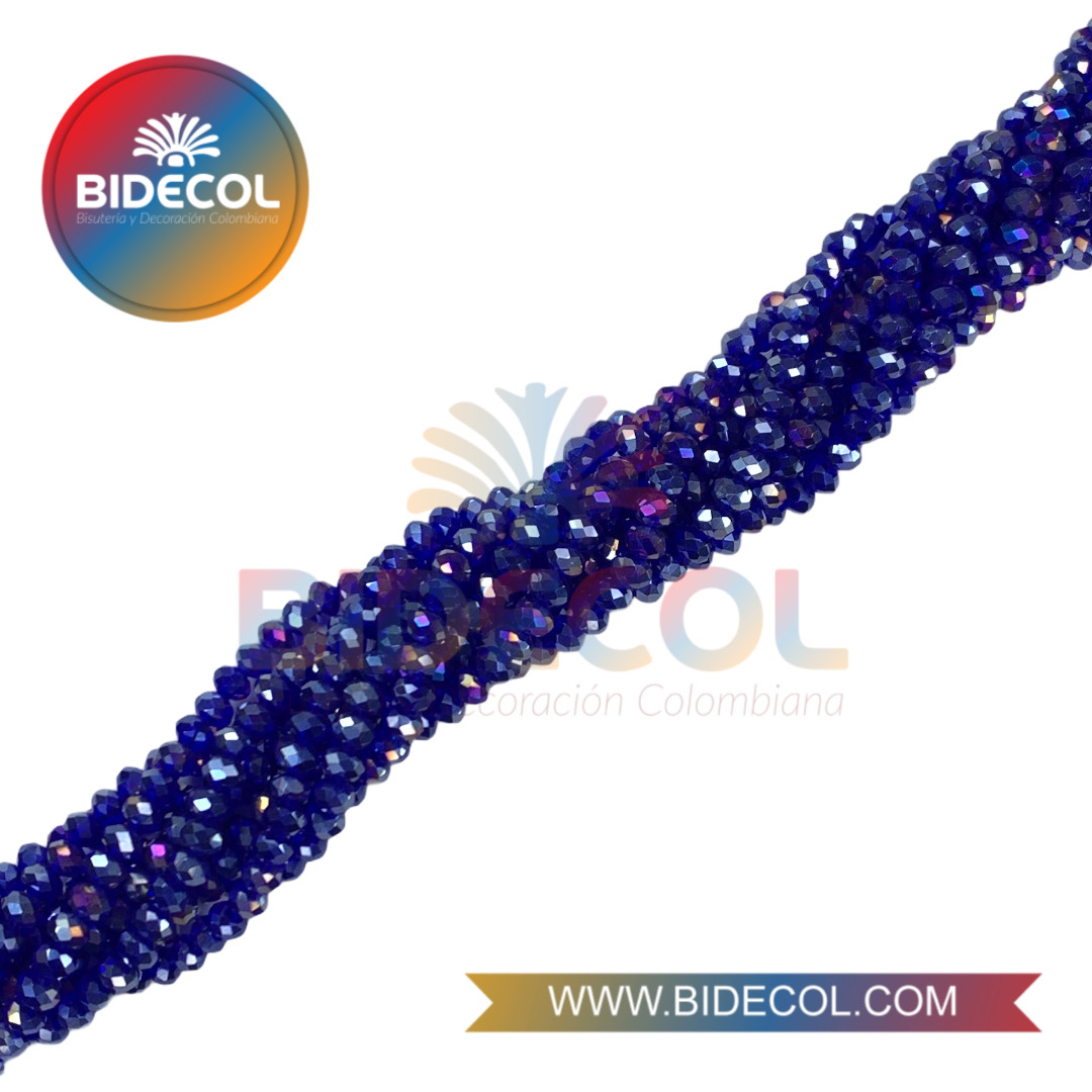 Murano Chino #6 Azul Oscuro Traslucido Boreal x 12 Sartas