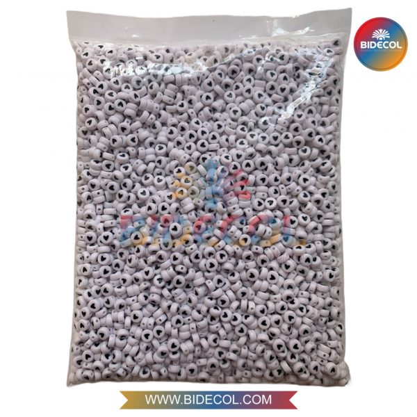 Corazón Plano Circular Acrilico Blanco/Negro Tipo Pasador 0.6cm x 500 Gramos