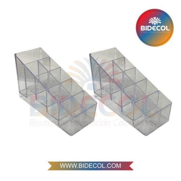 Exhibidor Tipo Escalera para Cosmeticos Transparente 14cm x 18 Espacios x 2und - Image 2