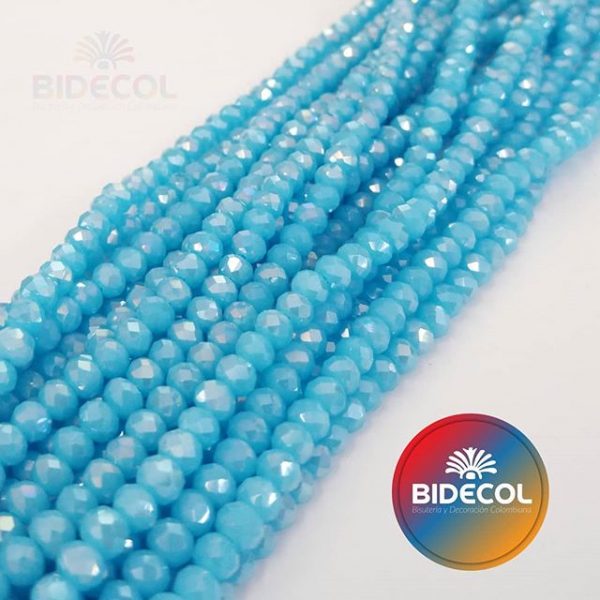 sarta de rondela cristal facetada 2mm azul claro hielo