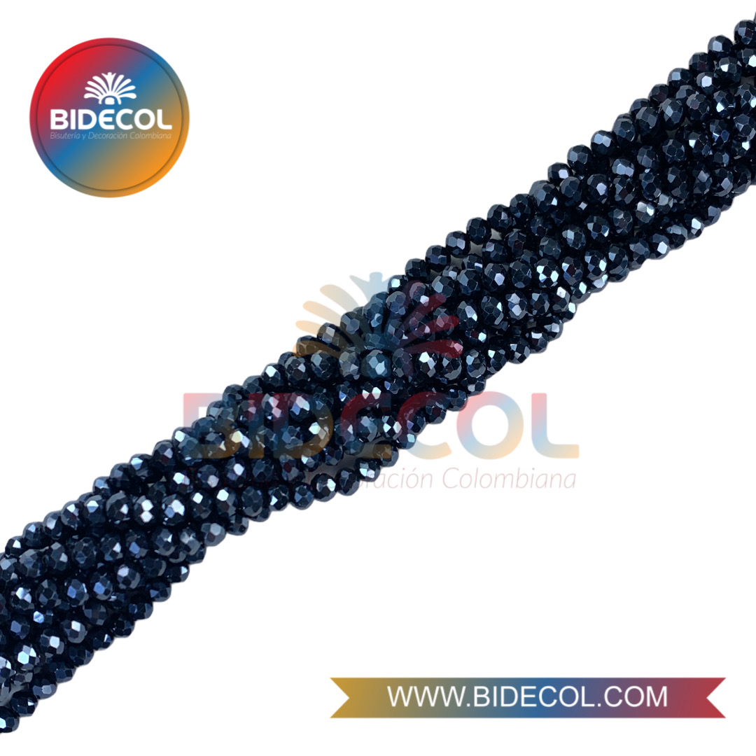 Murano Chino #6 Azul Oscuro Acerina x 12 Sartas