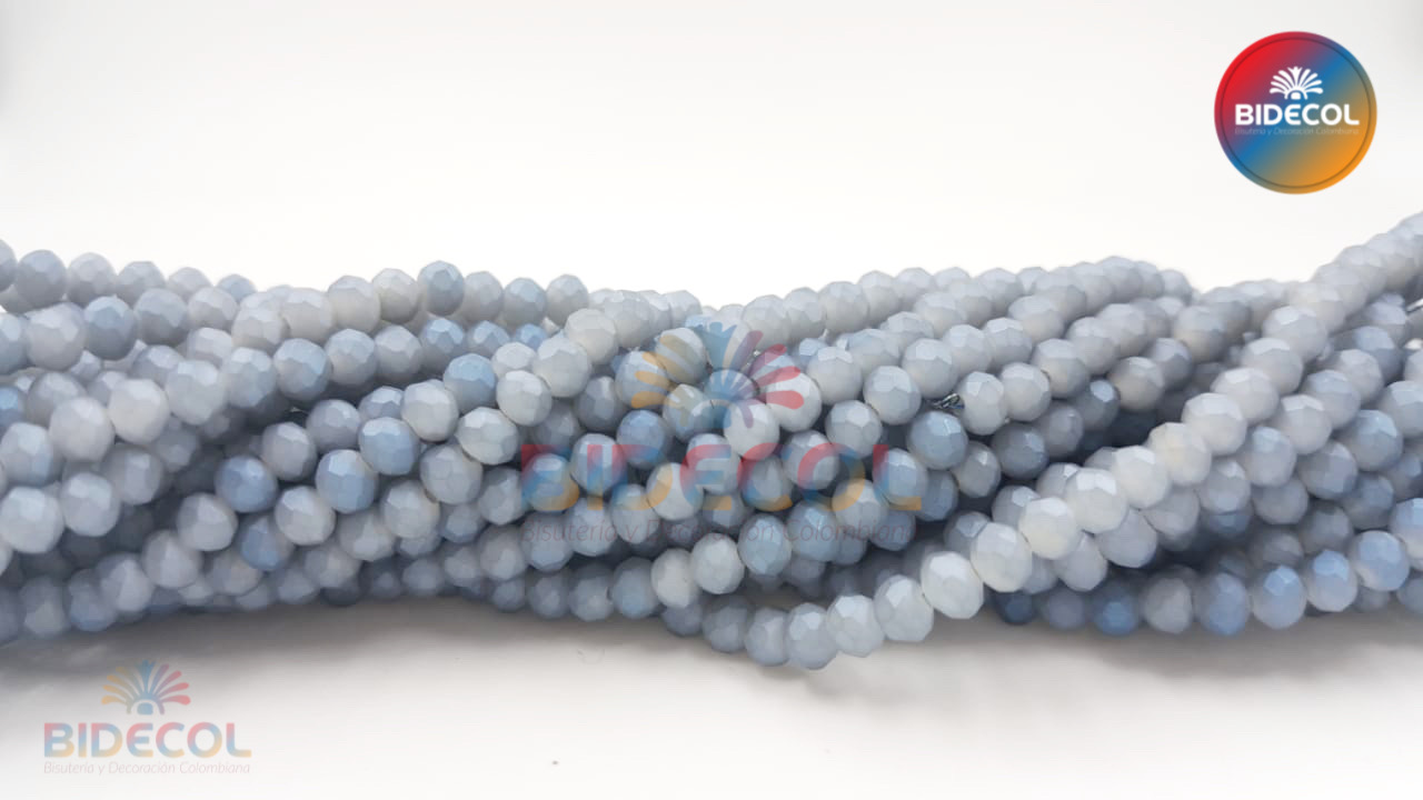 Murano Chino #6 Gris/Azul Mate x 12 Sarta