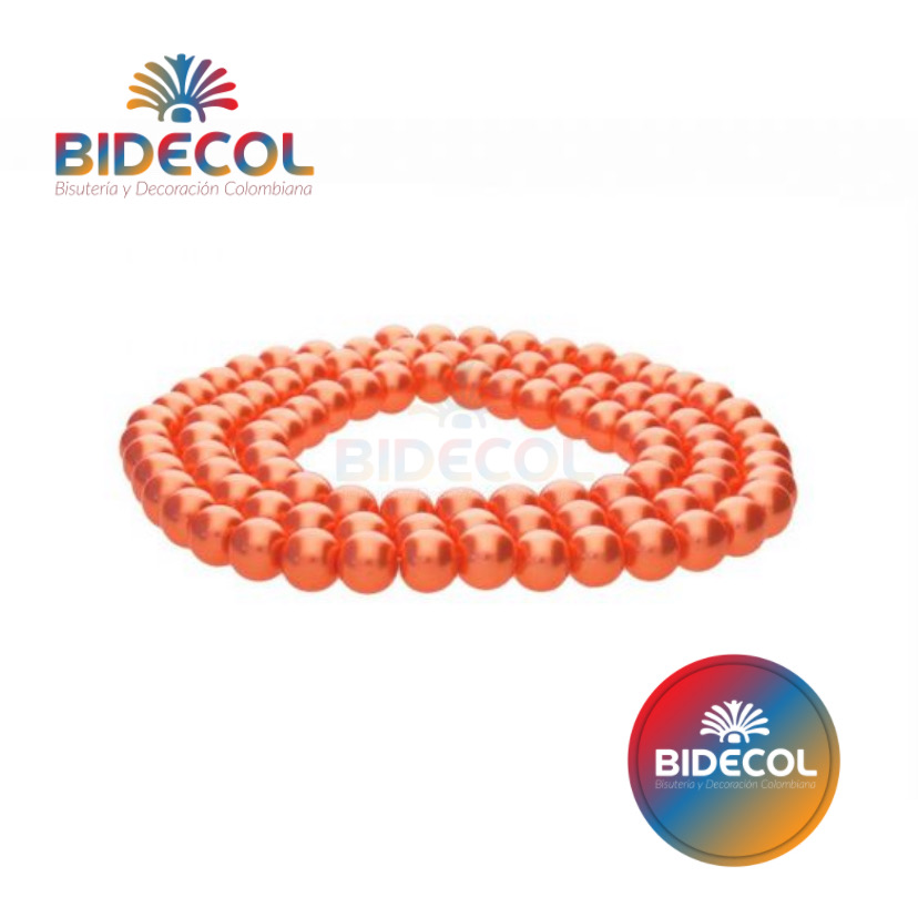 Perla De Vidrio Naranja Claro Perlado #8 x 1 Sarta
