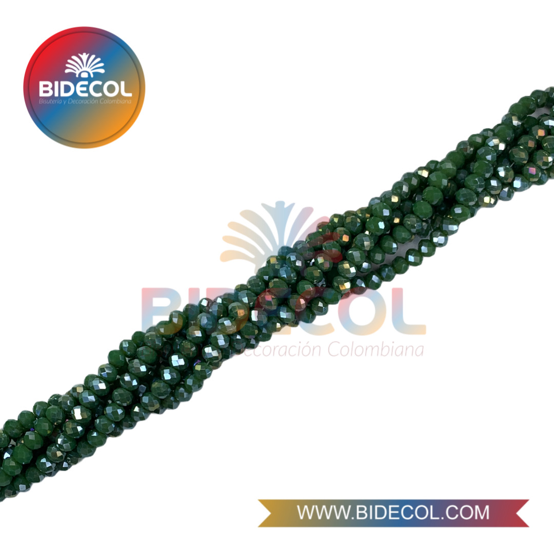 Murano Chino #6 Verde Oscuro Mate Boreal x 12 Sartas