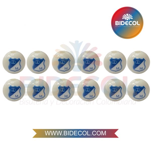 Bolas de Acrilico Blanco Equipo de Futbol Millonarios #8 (8mm) x 12und