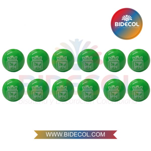 Bolas de Acrilico Verde Equipo de Futbol Atletico Nacional#8 (8mm) x 12und