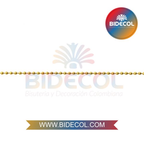 Cadena De Acero Bolita-Bolita Tipo Militar Dorado 0.2mm x 1 Metro