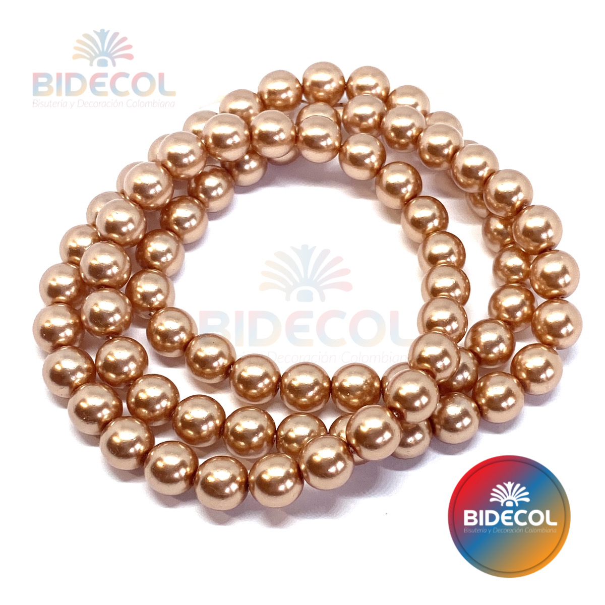 Perla De Vidrio Cafe Chocolate Claro #6 x 1 Sarta