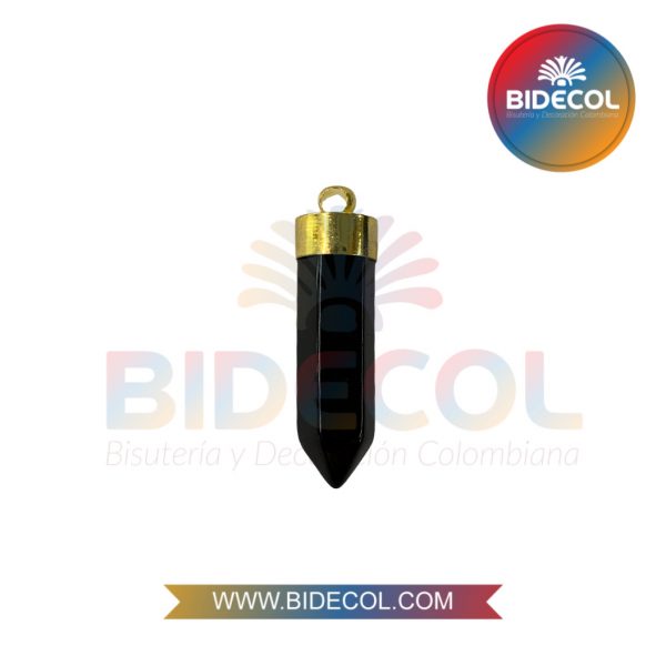 Dije De Piedra Natural Onix en Péndulo con Cargador Dorado 3.6cm x 1und