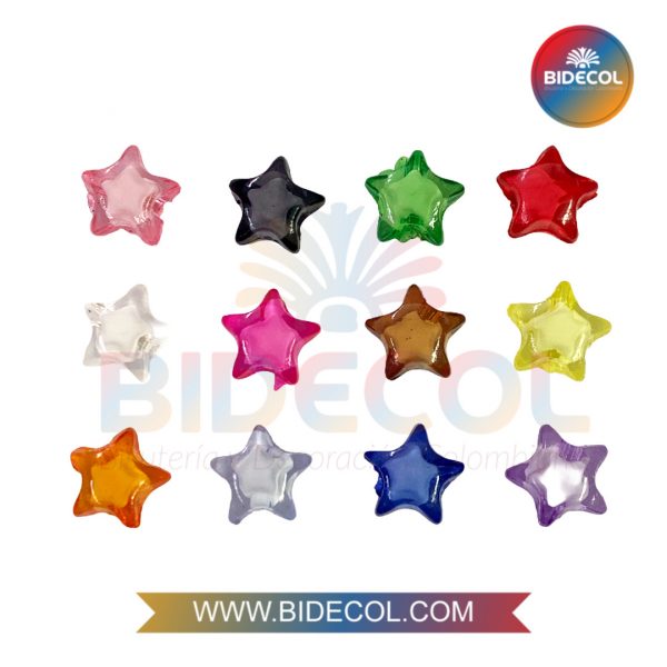 Estrellas en Acrilico Tipo Pasador 1.3cm Multicolor x 12und