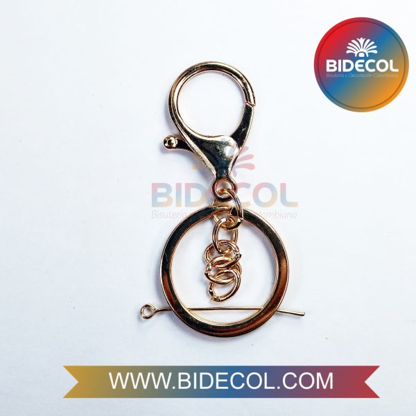 Broche Mosqueton Tipo Picoloro con Argolla y Cadena 6.1cm Dorado Oscuro x 1und