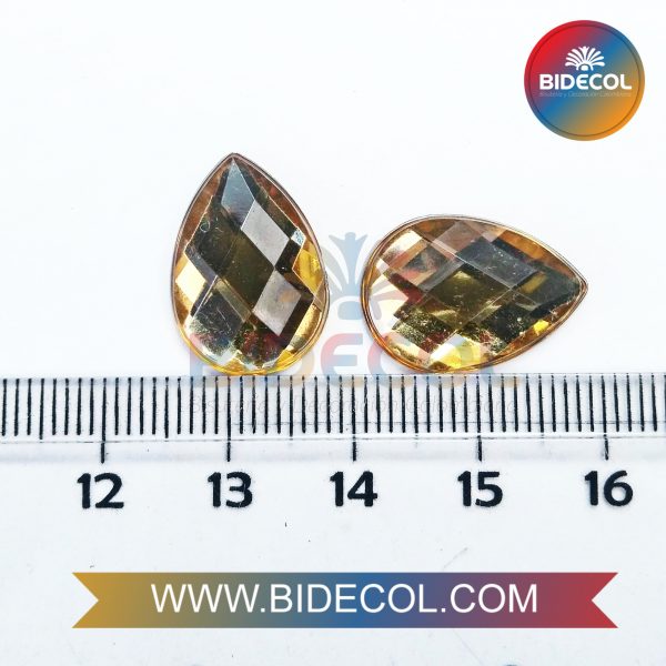 Piedra Para Pegar Acrilica Gota 1.9cm Dorado x 6pares - Image 3