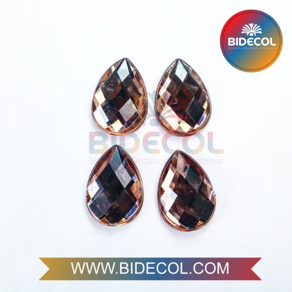 Piedra Para Pegar Acrilica Gota 1.9cm Cobre x 2pares