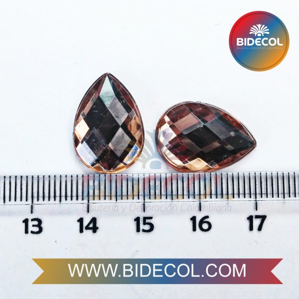 Piedra Para Pegar Acrilica Gota 1.9cm Cobre x 2pares - Image 3