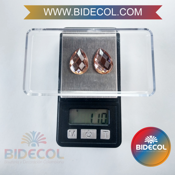 Piedra Para Pegar Acrilica Gota 1.9cm Cobre x 2pares - Image 2