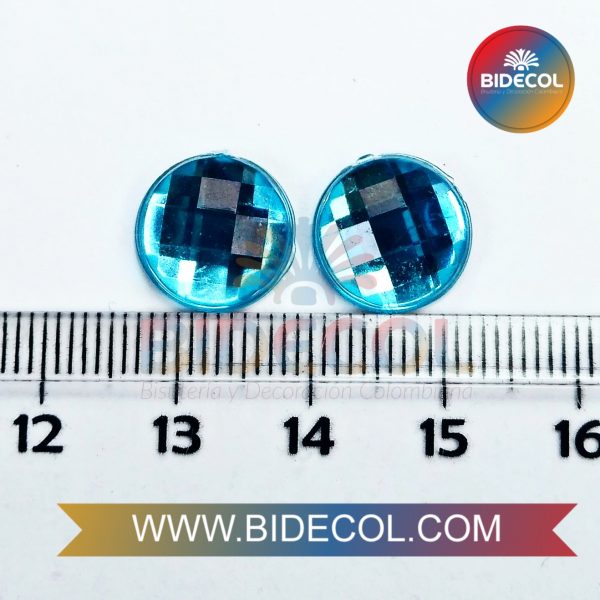 Piedra Para Pegar Acrilica Circular 1.2cm Azul x 2pares - Image 2