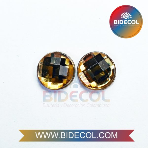 Piedra Para Pegar Acrilica Circular 1.2cm Dorado x 6pares - Image 4