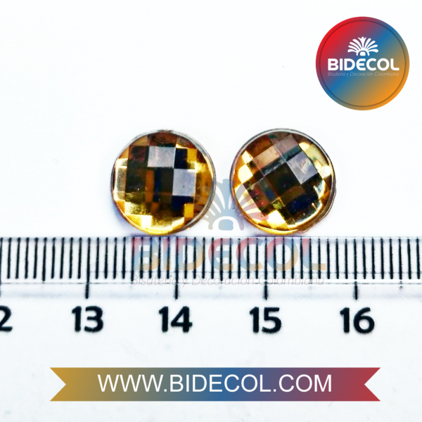 Piedra Para Pegar Acrilica Circular 1.2cm Dorado x 6pares - Image 2