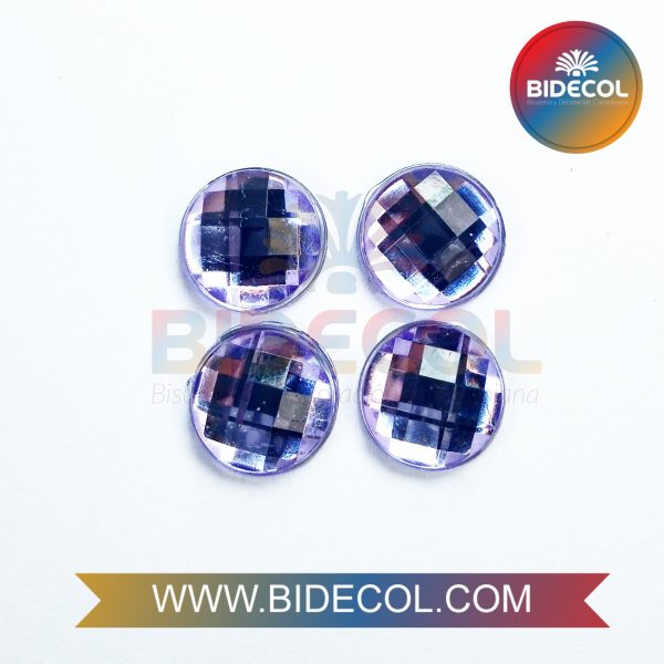 Piedra Para Pegar Acrilica Circular 1.2cm Morado x 2pares