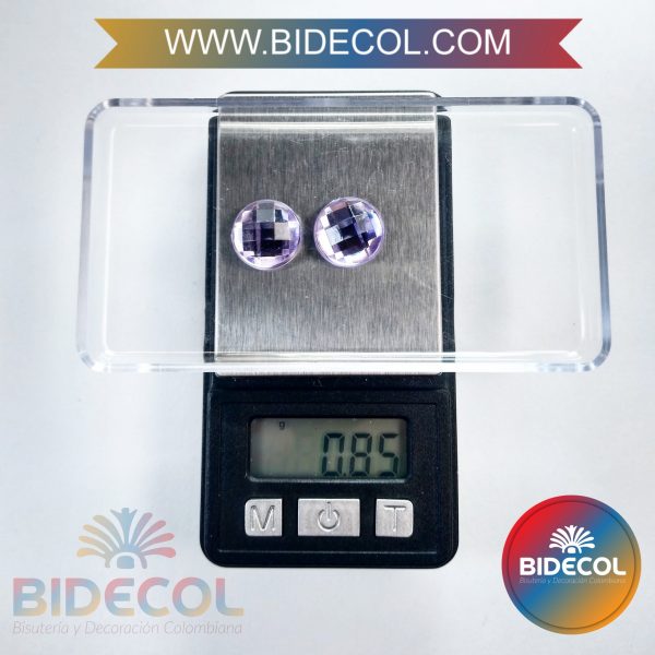 Piedra Para Pegar Acrilica Circular 1.2cm Morado x 2pares - Image 3