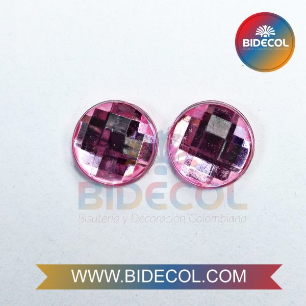Piedra Para Pegar Acrilica Circular 1.2cm Rosado x 6pares - Image 4