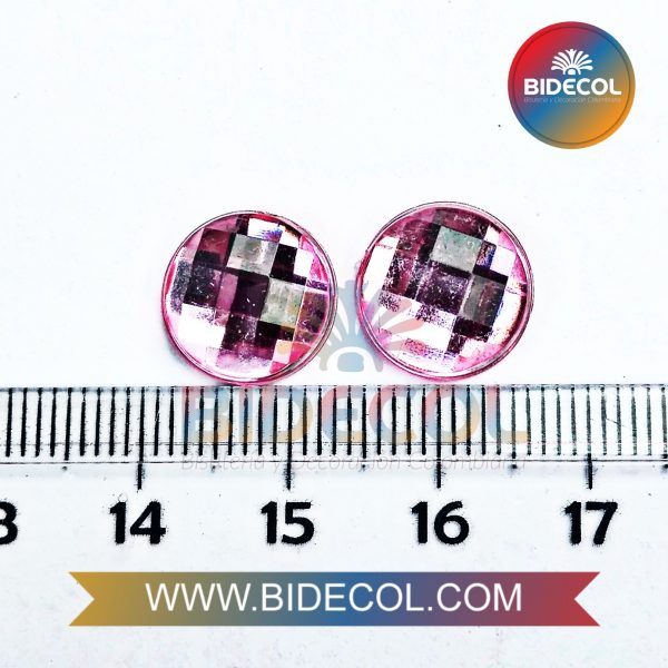 Piedra Para Pegar Acrilica Circular 1.2cm Rosado x 6pares - Image 2
