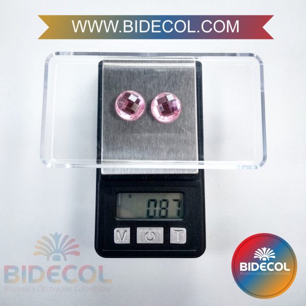 Piedra Para Pegar Acrilica Circular 1.2cm Rosado x 6pares - Image 3