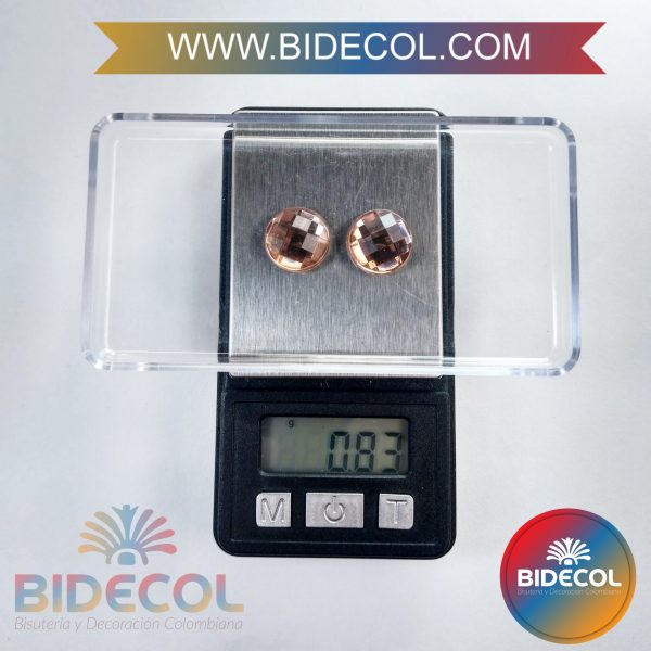 Piedra Para Pegar Acrilica Circular 1.2cm Cobre x 2pares - Image 3