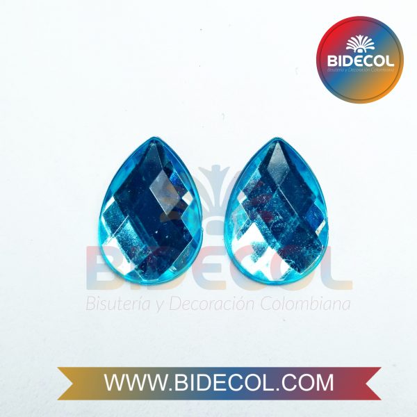 Piedra Para Pegar Acrilica Gota 1.9cm Azul x 6pares - Image 4