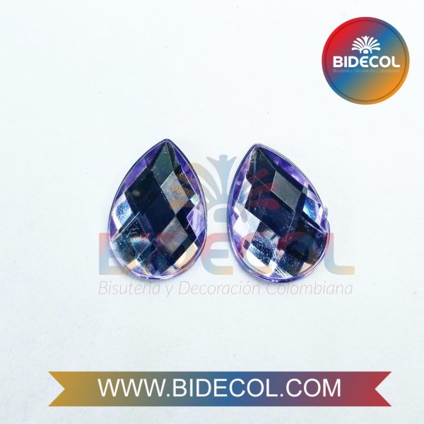 Piedra Para Pegar Acrilica Gota 1.9cm Morado x 2pares - Image 4