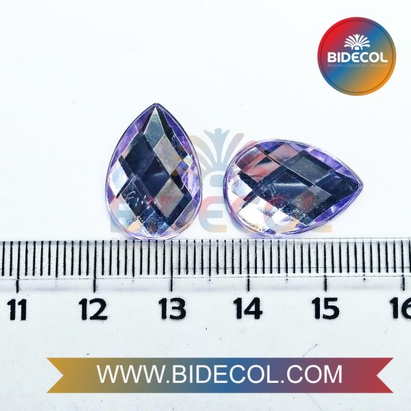 Piedra Para Pegar Acrilica Gota 1.9cm Morado x 2pares - Image 2