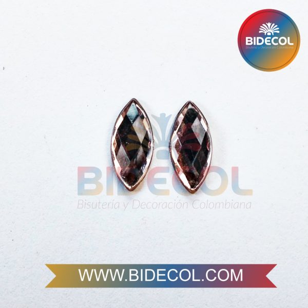 Piedra Para Pegar Acrilica Rombo 1.5cm Cobre x 6pares - Image 4