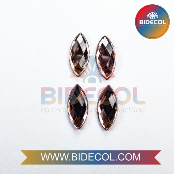 Piedra Para Pegar Acrilica Rombo 1.5cm Cobre x 6pares