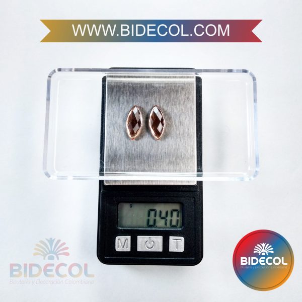 Piedra Para Pegar Acrilica Rombo 1.5cm Cobre x 6pares - Image 2