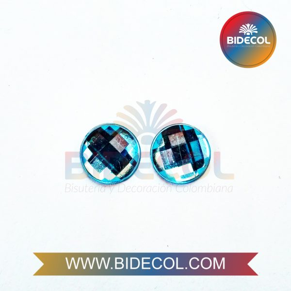 Piedra Para Pegar Acrilica Circular 1.0cm Azul x 6pares - Image 4
