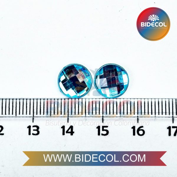 Piedra Para Pegar Acrilica Circular 1.0cm Azul x 2pares - Image 2