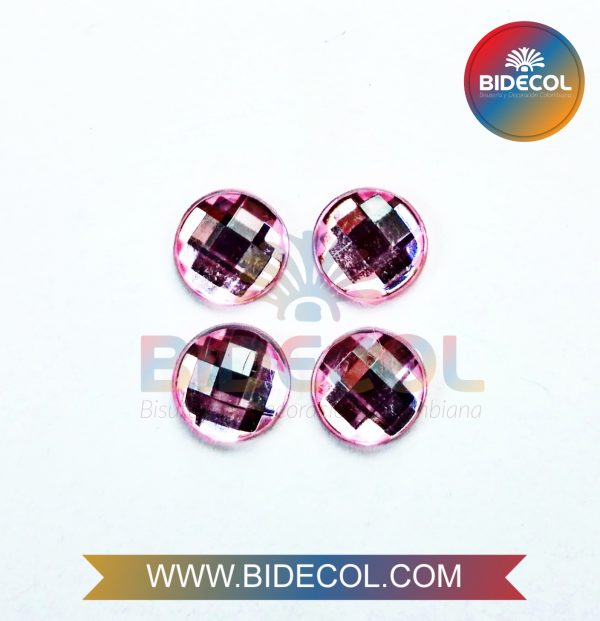 Piedra Para Pegar Acrilica Circular 1.0cm Rosado x 2pares