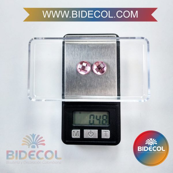 Piedra Para Pegar Acrilica Circular 1.0cm Rosado x 2pares - Image 3