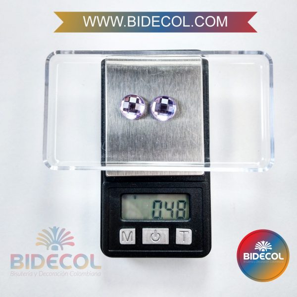 Piedra Para Pegar Acrilica Circular 1.0cm Morado x 2pares - Image 2