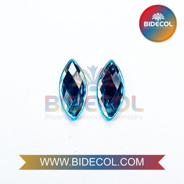 Piedra Para Pegar Acrilica Rombo 1.5cm Azul x 6pares - Image 4