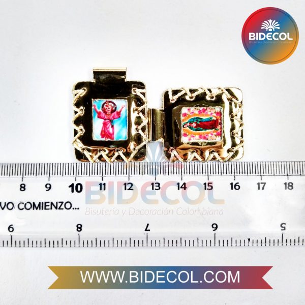 Escapulario Grande Doble Dorado 3.6cm Divino Niño/Virgen Guadalupe x 2und - Image 2