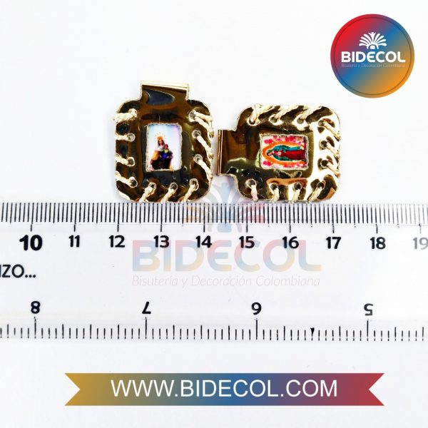 Escapulario Mediano Doble Dorado 2.7cm Virgen del Carmen/Virgen de Guadalupe x 2und - Image 2