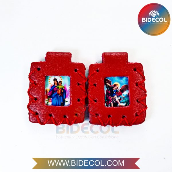 Escapulario Grande Doble Rojo 3.6cm Maria Auxiliadora/Arcangel San Miguel x 2und
