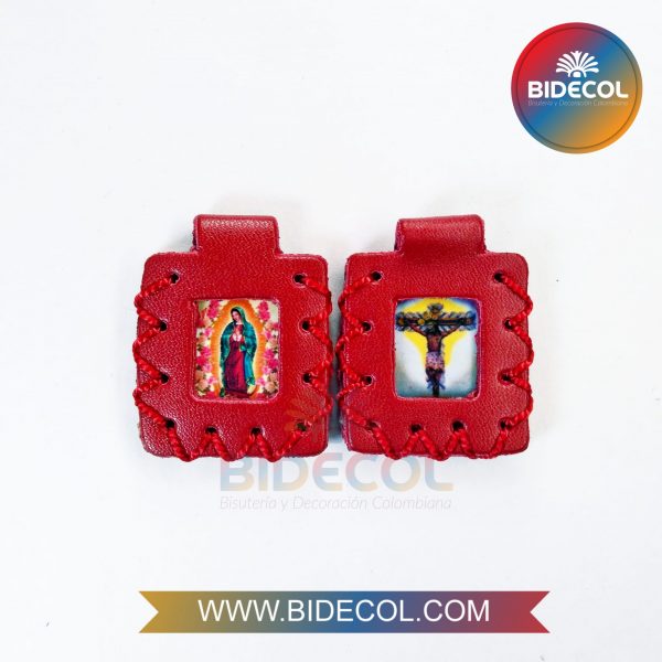 Escapulario Grande Doble Rojo 3.6cm Virgen de Guadalupe/Señor de los Milagros x 2und