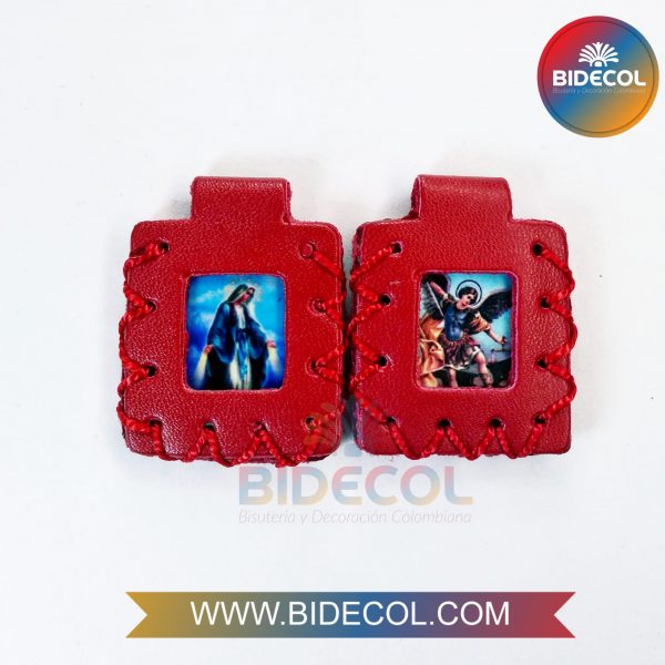 Escapulario Grande Doble Rojo 3.6cm Virgen Milagrosa/Arcangel San Miguel x 2und