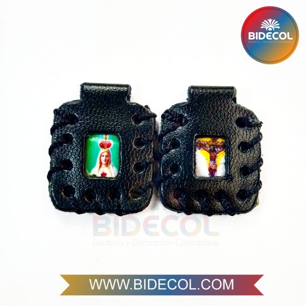 Escapulario Mediano Doble Negro 2.7cm Virgen de Fatima/Señor de los Milagros x 2und