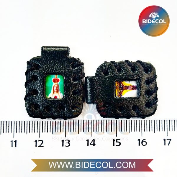 Escapulario Mediano Doble Negro 2.7cm Virgen de Fatima/Señor de los Milagros x 2und - Image 2