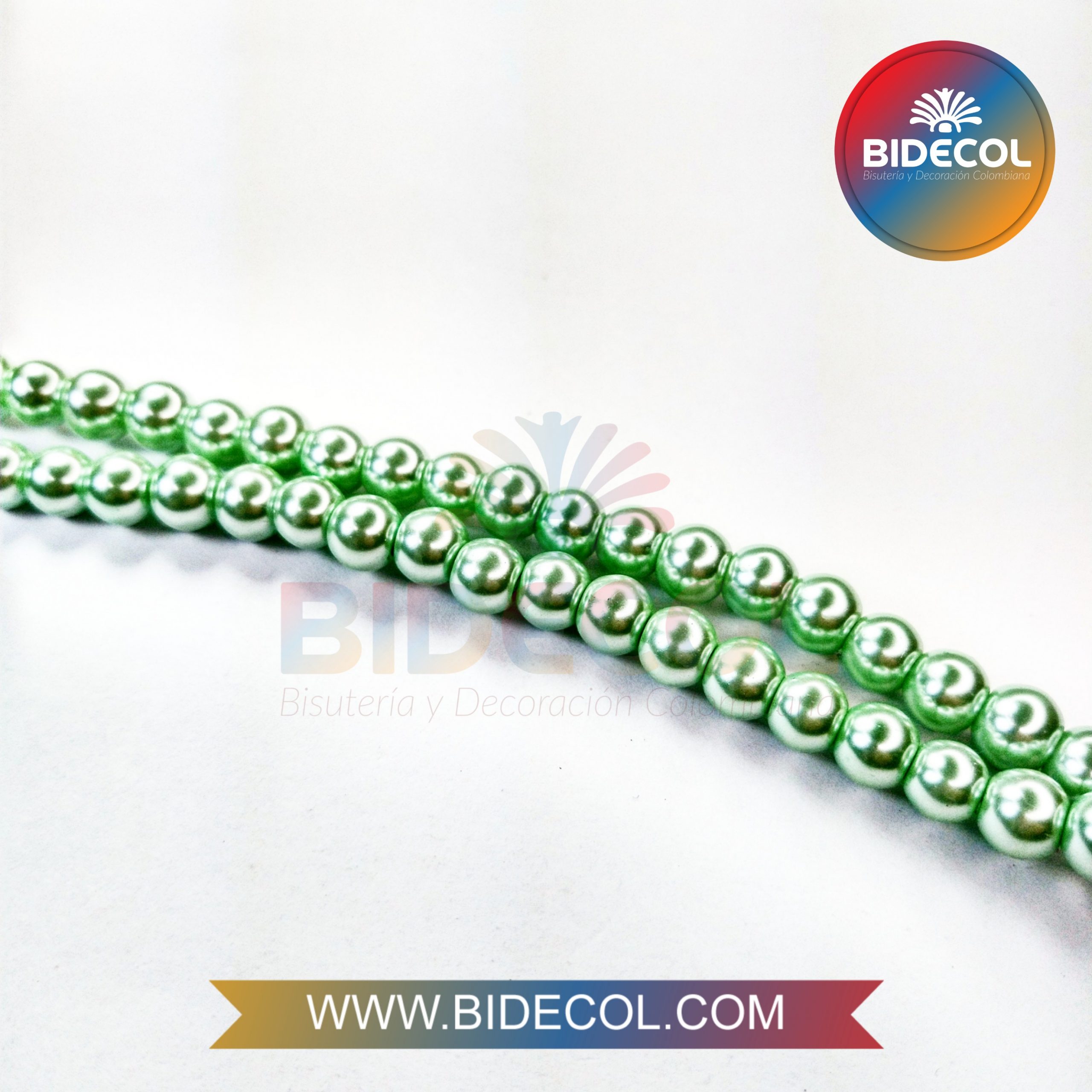 Perla De Vidrio Verde Claro Perlado #8 x 1 Sarta